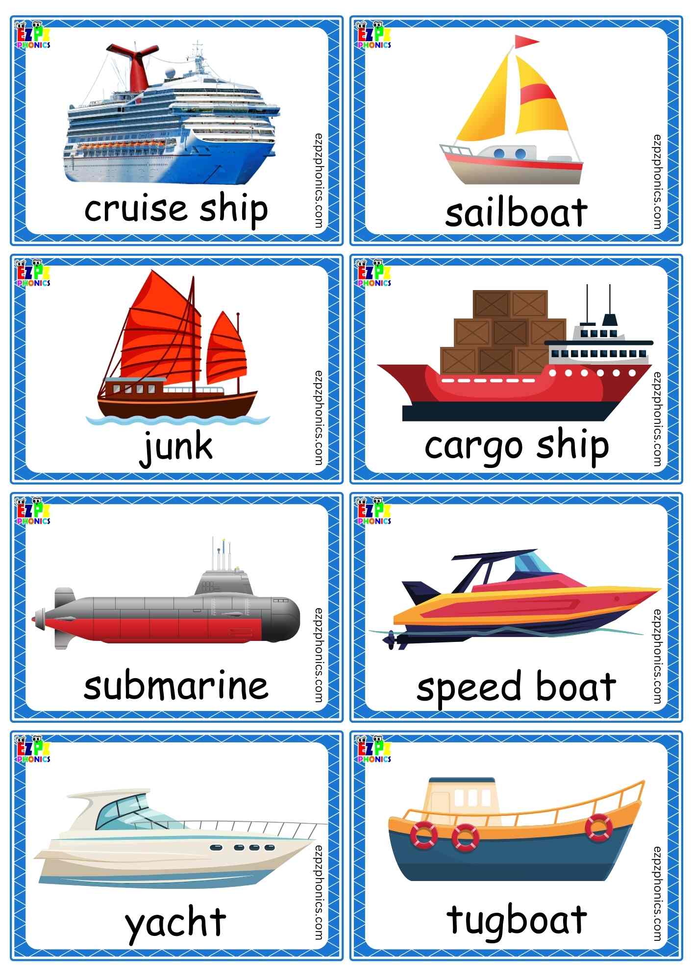 Water Transport - Mini Flashcards / Game Cards (Free PDF Download)